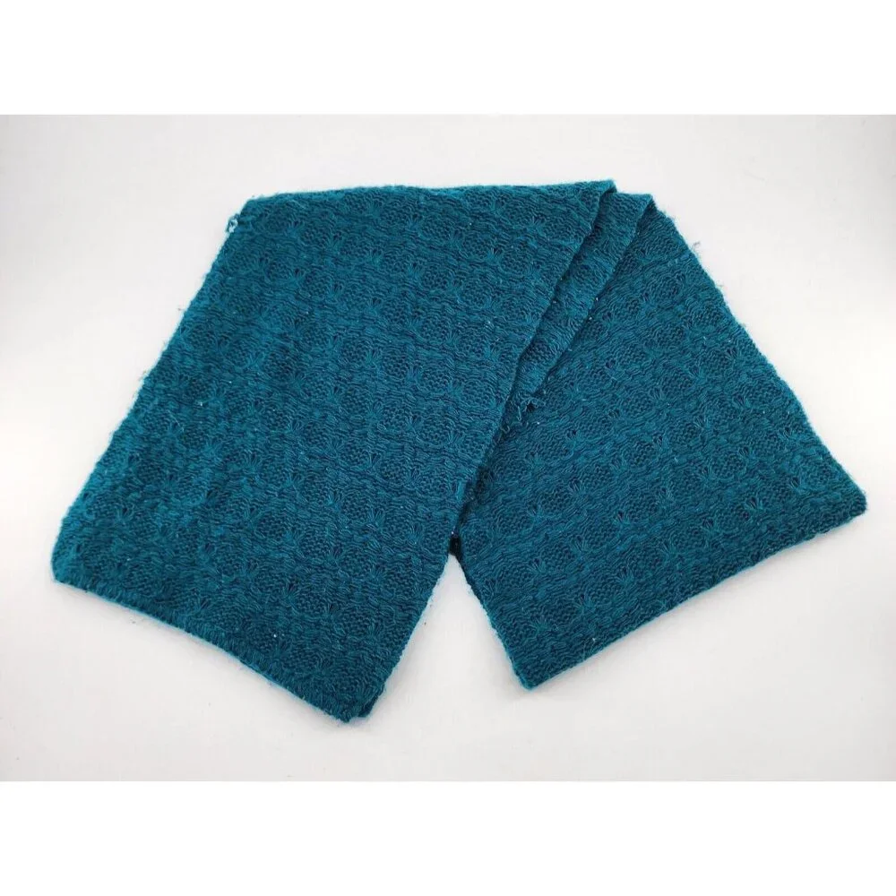 Vtg‎ Everitt Set of 2 Knit Scarf/Hat with Faux Fur Trim Blue/Black 100% Acrylic
